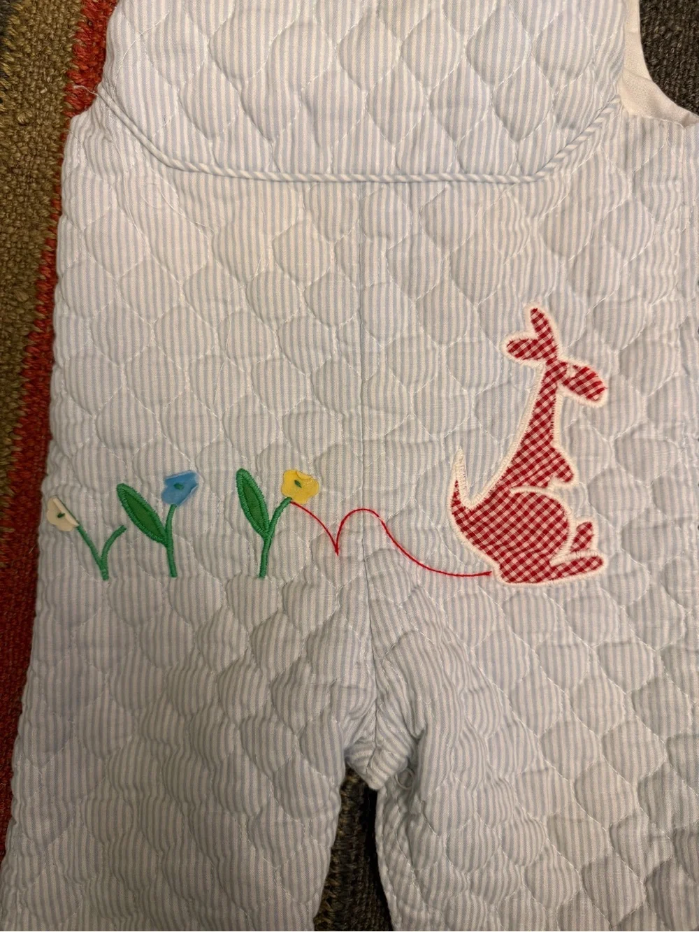 Vintage 1980’s By Thomas Blue Quilted Baby Longall with Kangaroo Applique